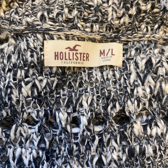 Hollister Black White Long Duster Cardigan Sweater - Picture 4 of 6
